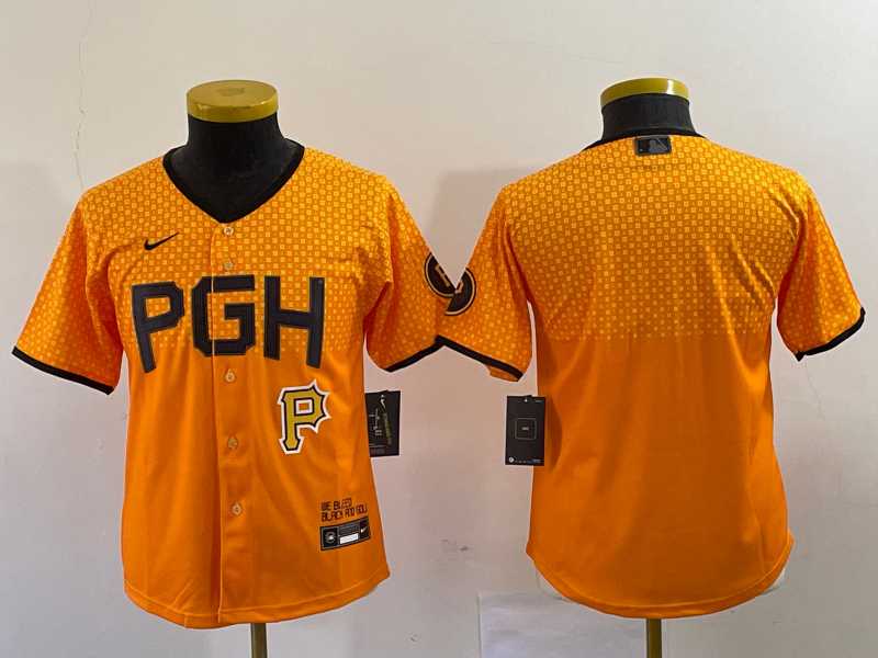 Youth Pittsburgh Pirates Blank Yellow 2023 City Connect Stitched Jersey1->mlb youth jerseys->MLB Jersey